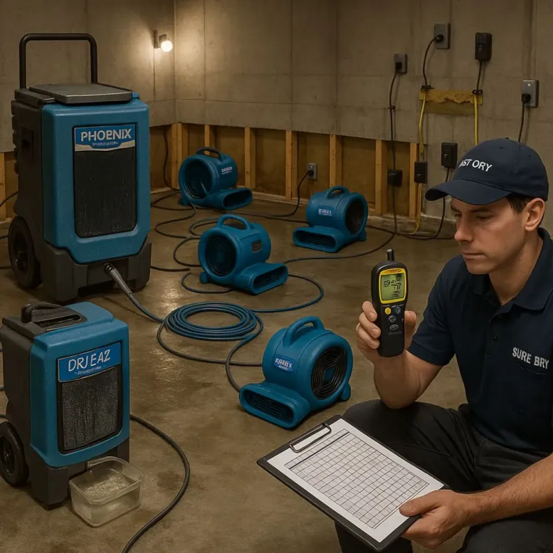 Structural Drying and Dehumidification process in Washington County, RI